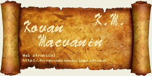 Kovan Mačvanin vizit kartica